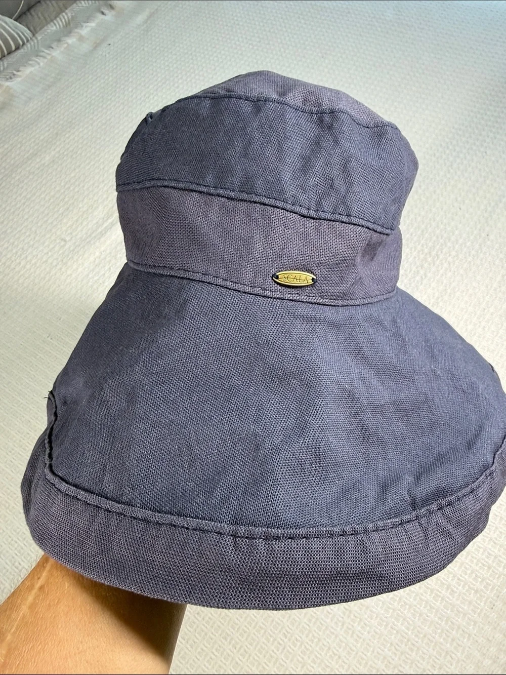 Scala dark navy blue canvas sun hat